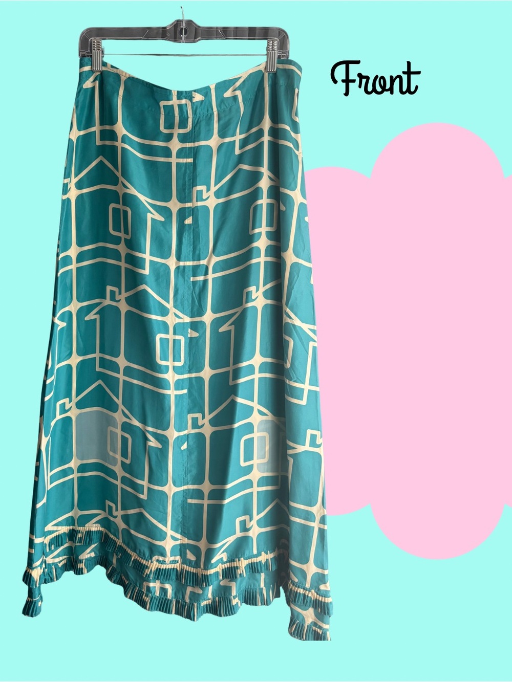 Rare Silk Orla Kiely House Pattern Maxi Skirt
